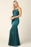 Long Spaghetti Strap Formal Satin Bridesmaids Dress - The Dress Outlet