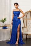 Long Spaghetti Strap Mermaid Evening Dress - The Dress Outlet