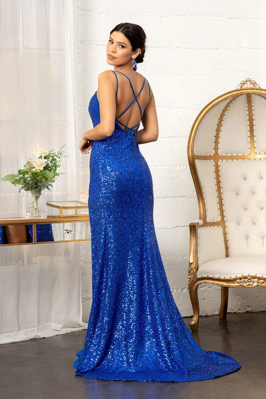 Long Spaghetti Strap Mermaid Evening Dress - The Dress Outlet