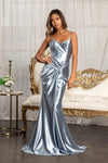 Long Spaghetti Strap Mermaid Prom Dress - The Dress Outlet