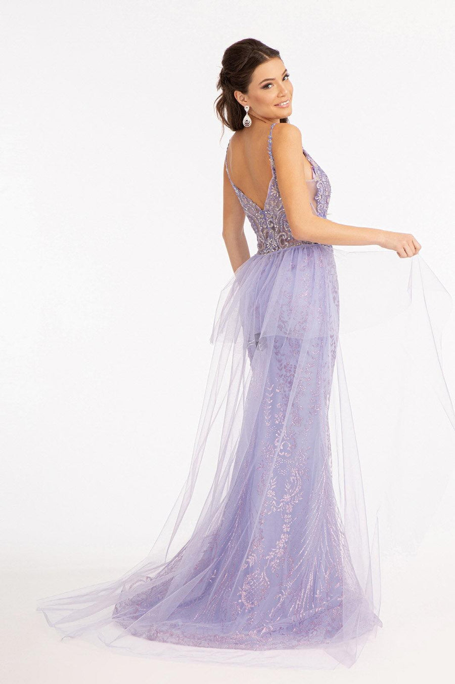 Long Spaghetti Strap Mesh Mermaid Prom Dress - The Dress Outlet