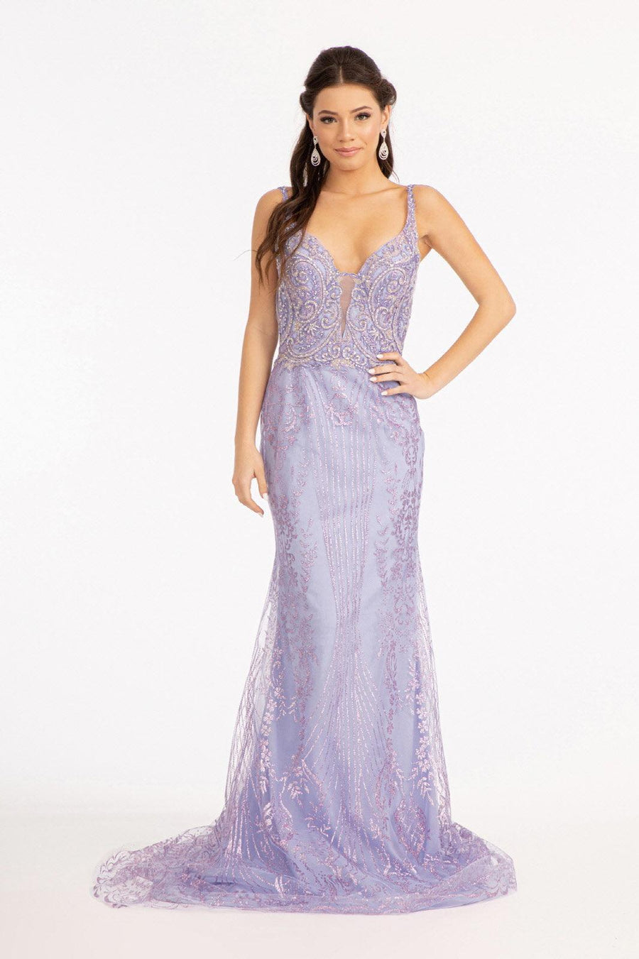 Long Spaghetti Strap Mesh Mermaid Prom Dress - The Dress Outlet