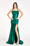 Long Spaghetti Strap Satin Mermaid Prom Dress - The Dress Outlet