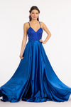 Long Spaghetti Strap Satin Prom Formal Gown - The Dress Outlet