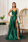 Long Spaghetti Strap Satin Prom Formal Gown - The Dress Outlet