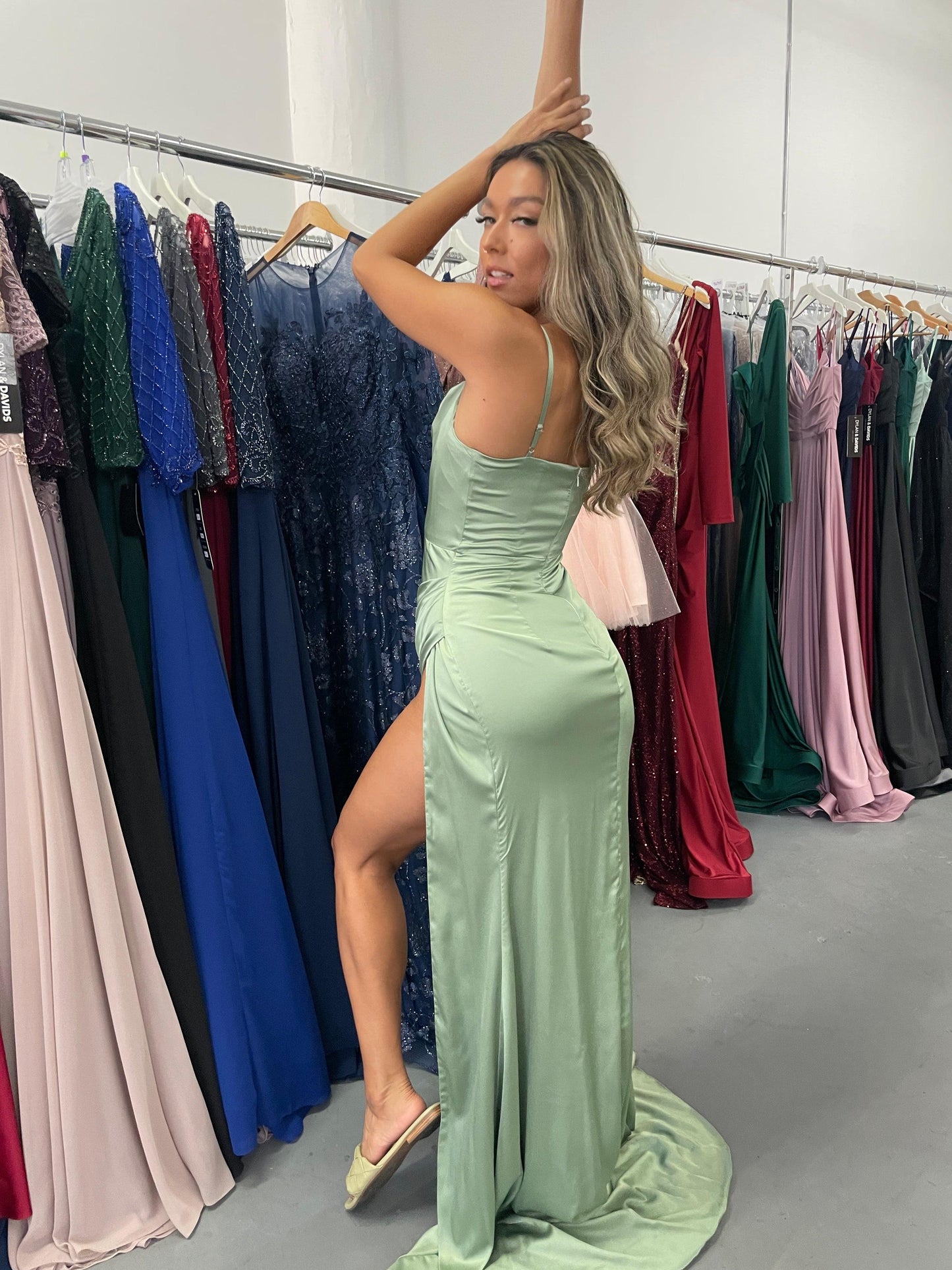 Long Spaghetti Straps Evening Dress Sample Size - The Dress Outlet