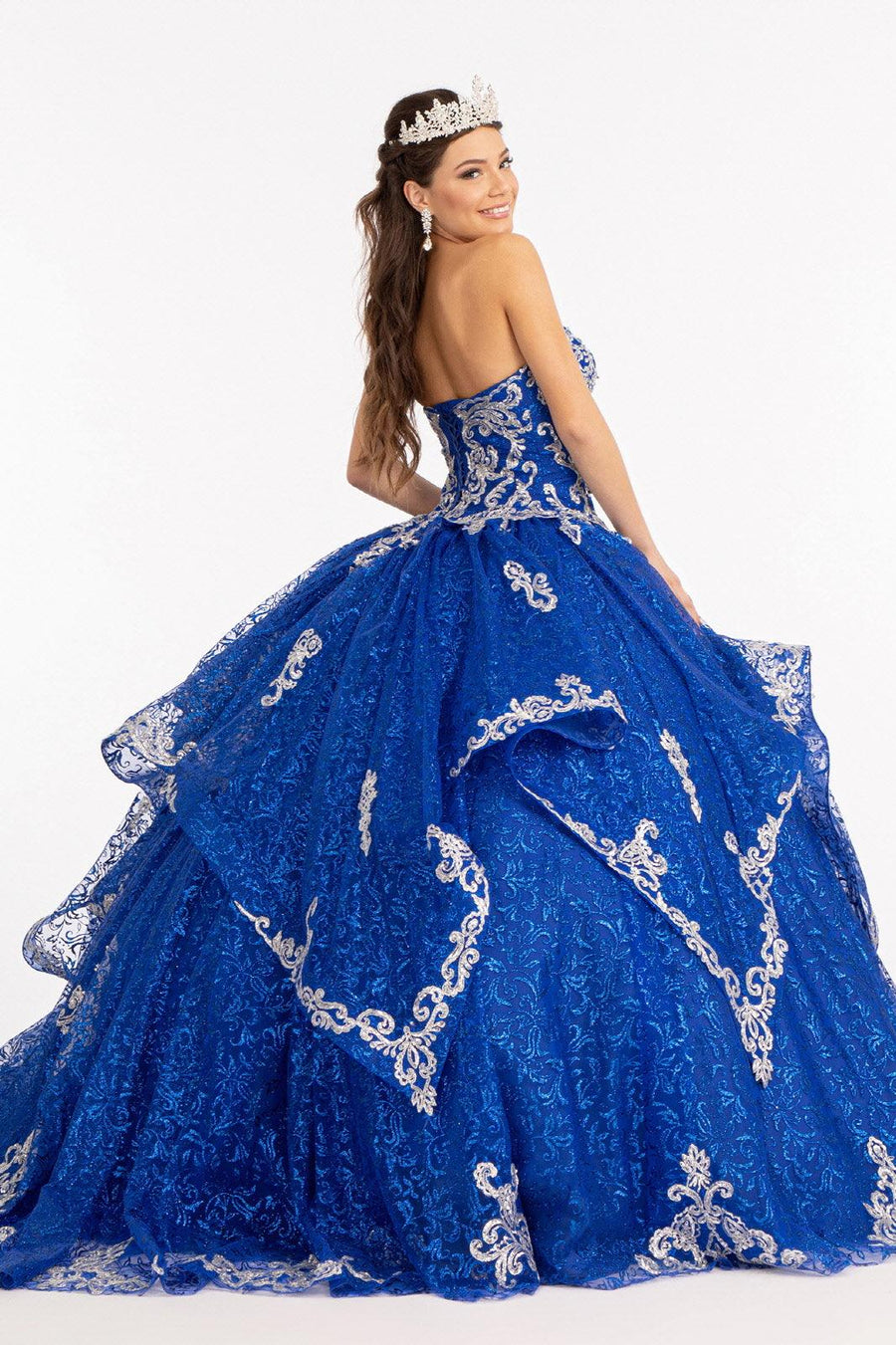 Long Strapless Ball Gown Glitter Quinceanera Dress - The Dress Outlet