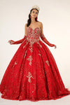 Long Strapless Quinceanera Glitter Mesh Ball Gown - The Dress Outlet