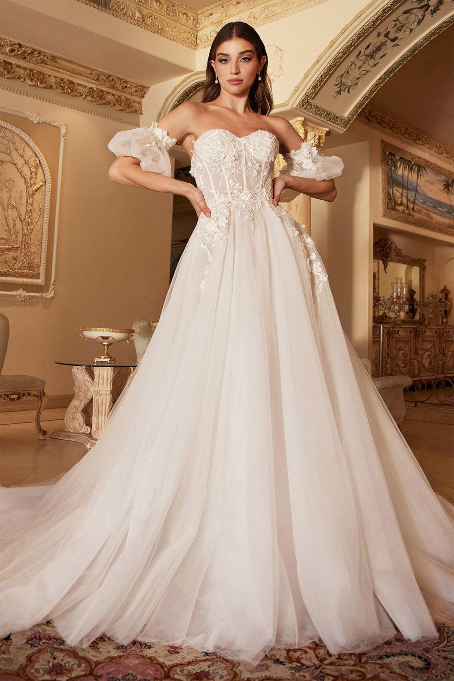 Long Strapless Wedding Gown - The Dress Outlet