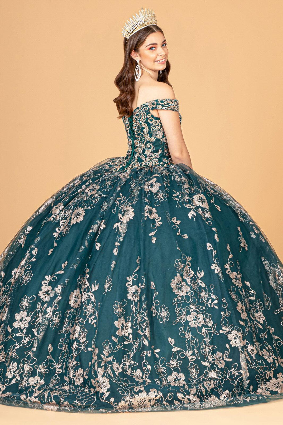 Long Sweet 16 Glitter Quinceanera Dress - The Dress Outlet