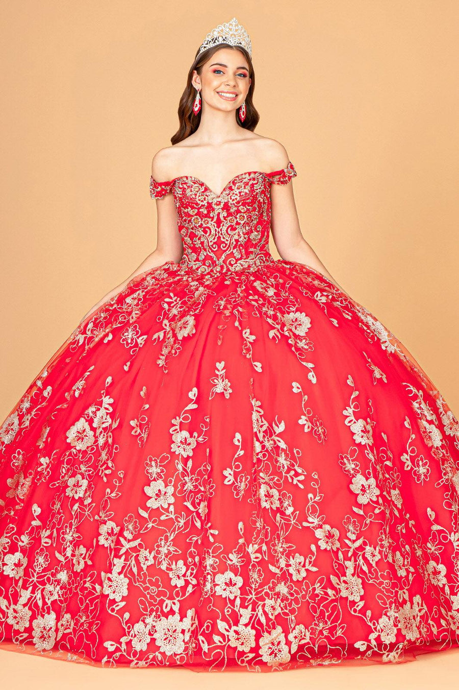 Long Sweet 16 Glitter Quinceanera Dress - The Dress Outlet