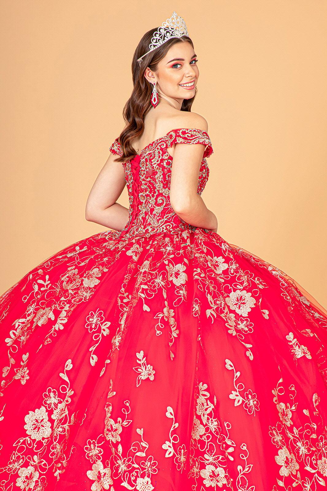 Long Sweet 16 Glitter Quinceanera Dress - The Dress Outlet