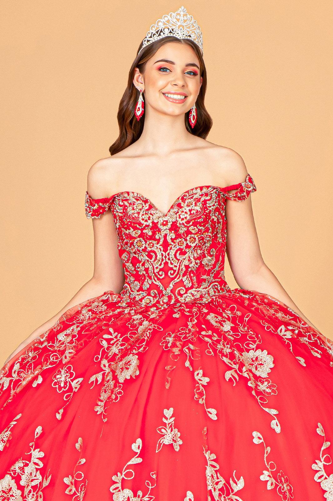 Long Sweet 16 Glitter Quinceanera Dress - The Dress Outlet