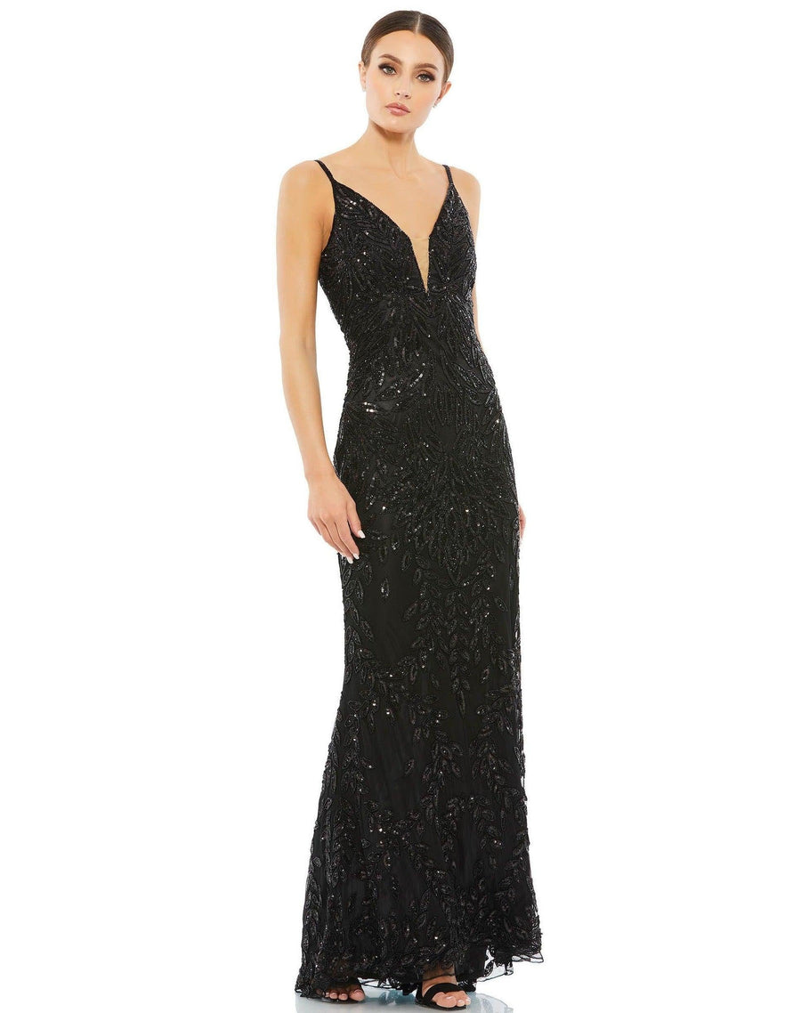 Mac Duggal Embellished Gold Leaf Evening Gown Sale - The Dress Outlet