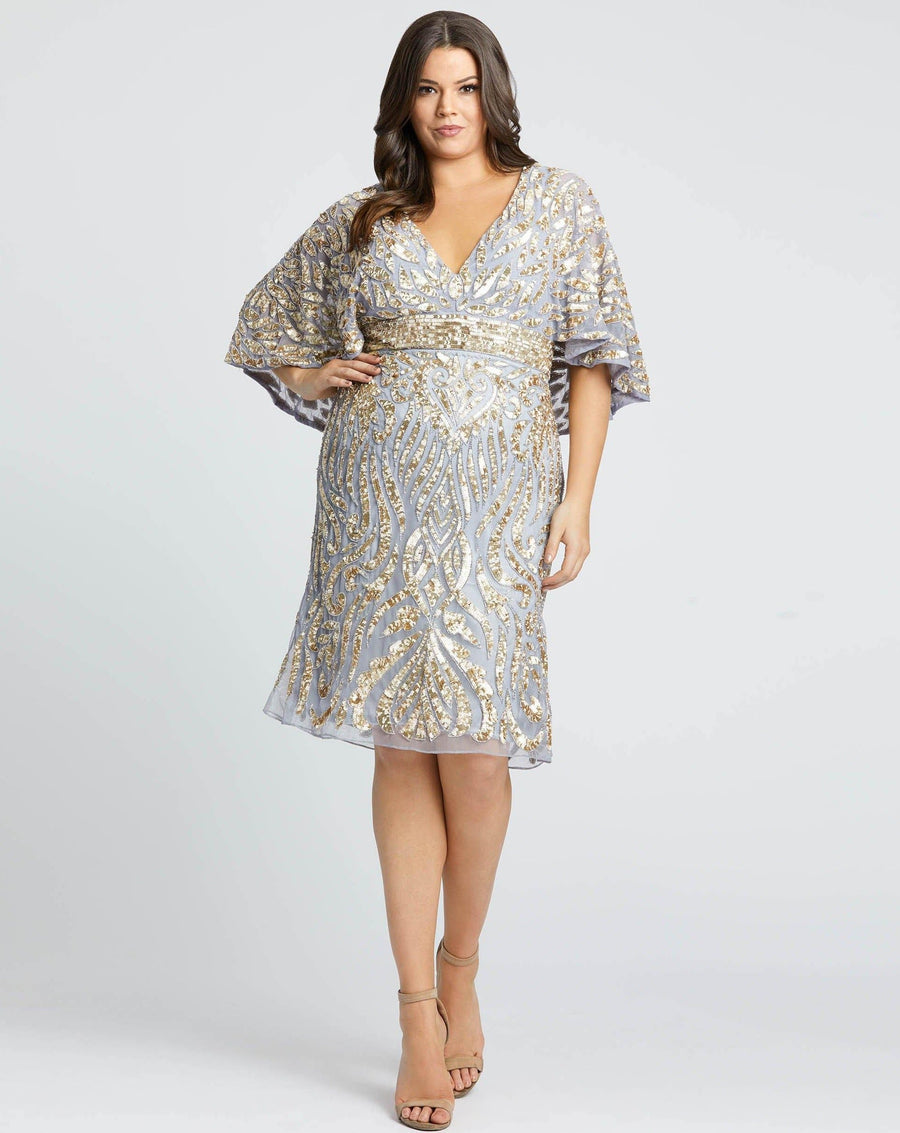 Mac Duggal Embellished Cape Sleeve Cocktail Dress 5191 - The Dress Outlet