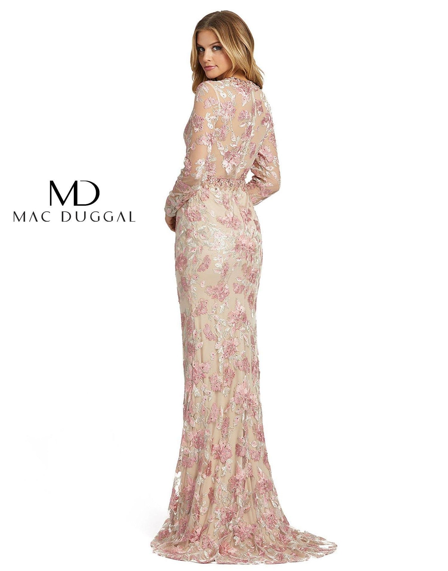 Mac Duggal Fitted Long Sleeve Evening Formal Dress - The Dress Outlet