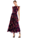 Mac Duggal Floral Print Cap Sleeve Midi Dress 2143 - The Dress Outlet