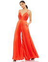 Jumpsuit Formal Pleated Wide Leg Jumpsuit Tangerine