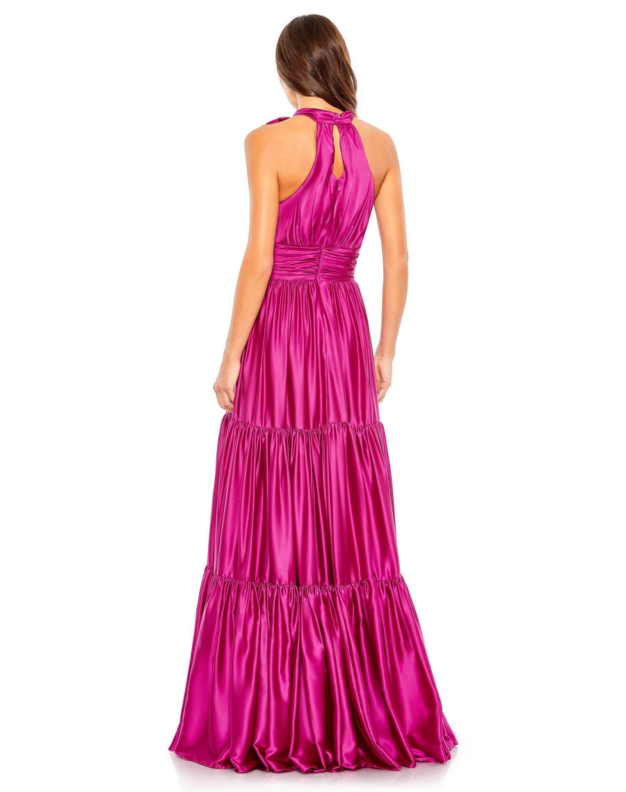 Mac Duggal Halter Long Metallic Dress 50658 - The Dress Outlet