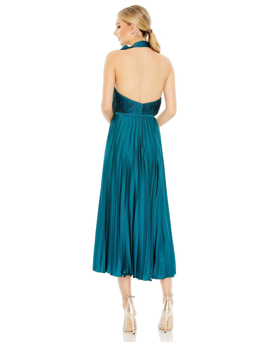 Cocktail Dress Halter Tea Length Dress Teal