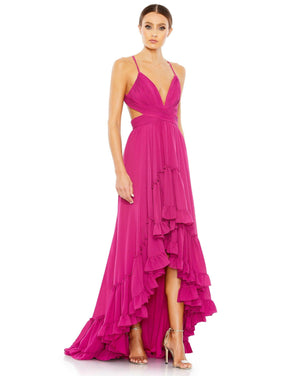 Fuchsia Mac Duggal 67992 High Low Formal Chiffon Prom Dress for 497.99 The Dress Outlet