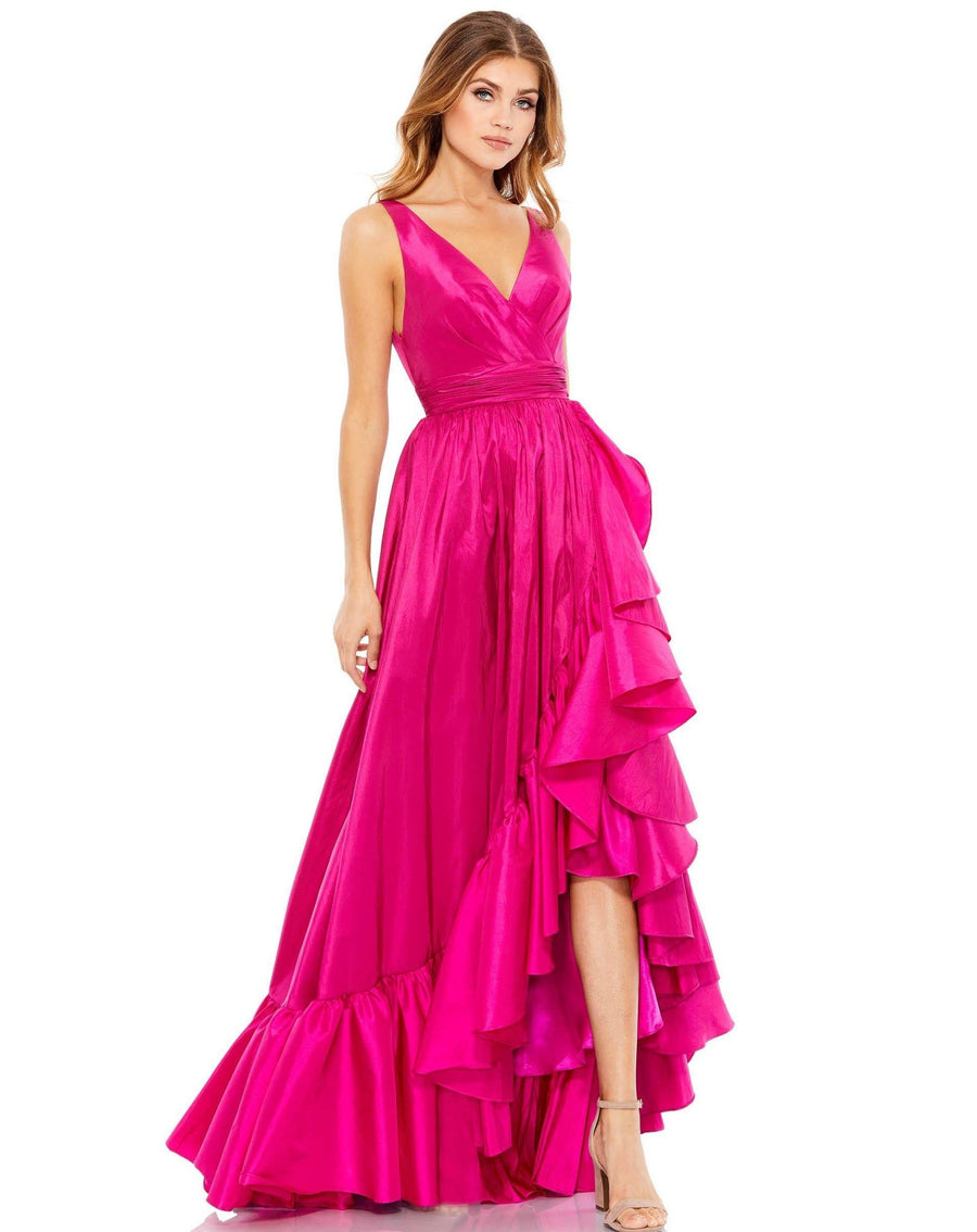 Mac Duggal Taffeta Hi-Low Ruffle Gown 67835 - The Dress Outlet