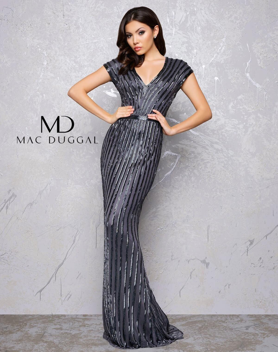 Mac Duggal Long Cap Sleeve Evening Prom Dress 4431D - The Dress Outlet