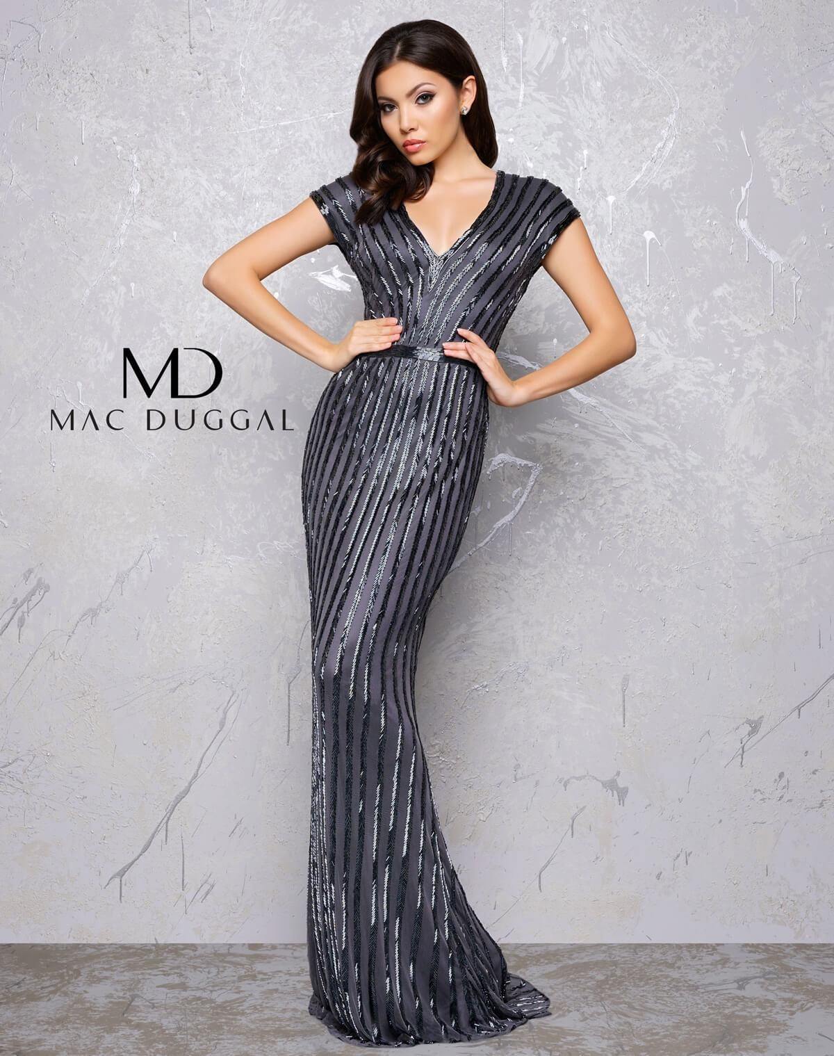 Mac Duggal Long Cap Sleeve Evening Prom Dress 4431D - The Dress Outlet