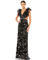 Mac Duggal Long Cap Sleeve Floral Formal Gown 68043 - The Dress Outlet