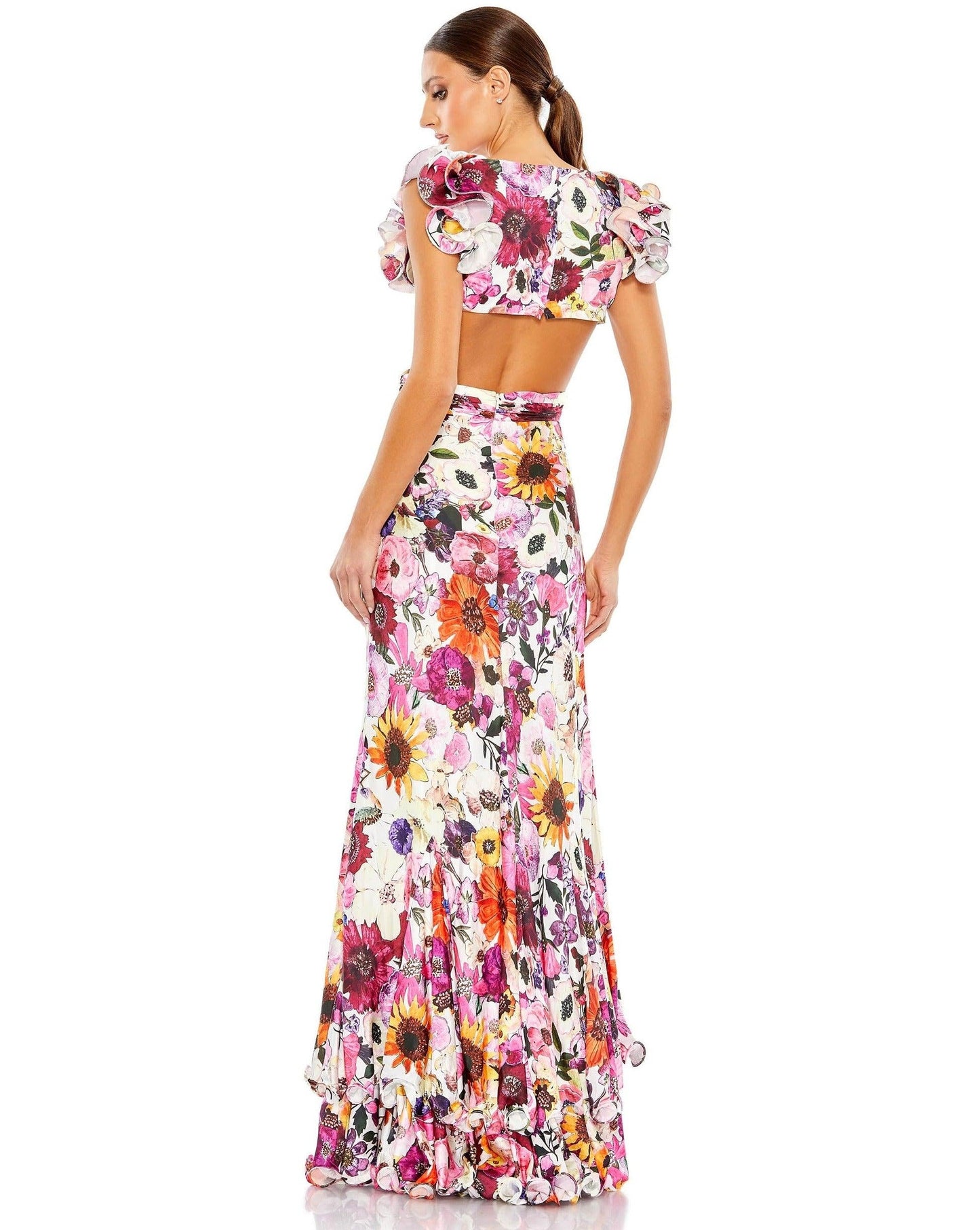 Mac Duggal Long Floral Print Formal Prom Gown 68107 - The Dress Outlet