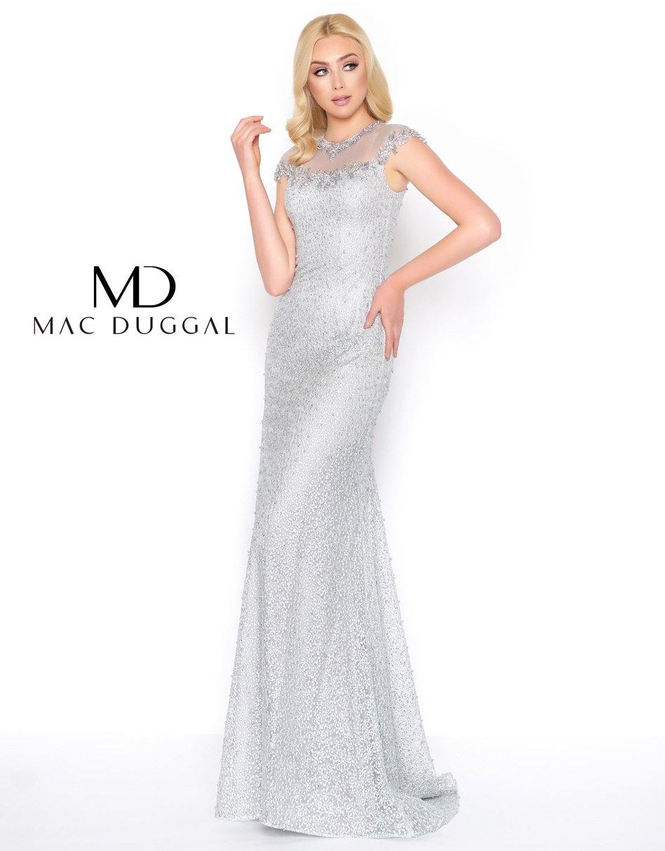 Mac Duggal Long Formal Beaded Cap Sleeve Gown 50504D - The Dress Outlet