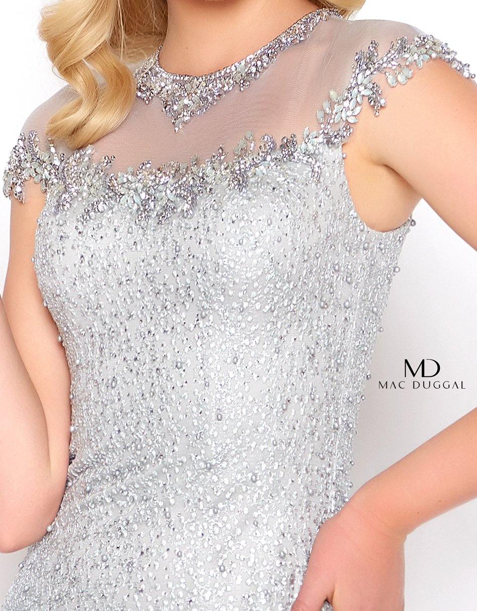 Mac Duggal Long Formal Beaded Cap Sleeve Gown 50504D - The Dress Outlet