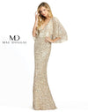 Mac Duggal Long Formal Cape Sleeve Sequined Dress - The Dress Outlet