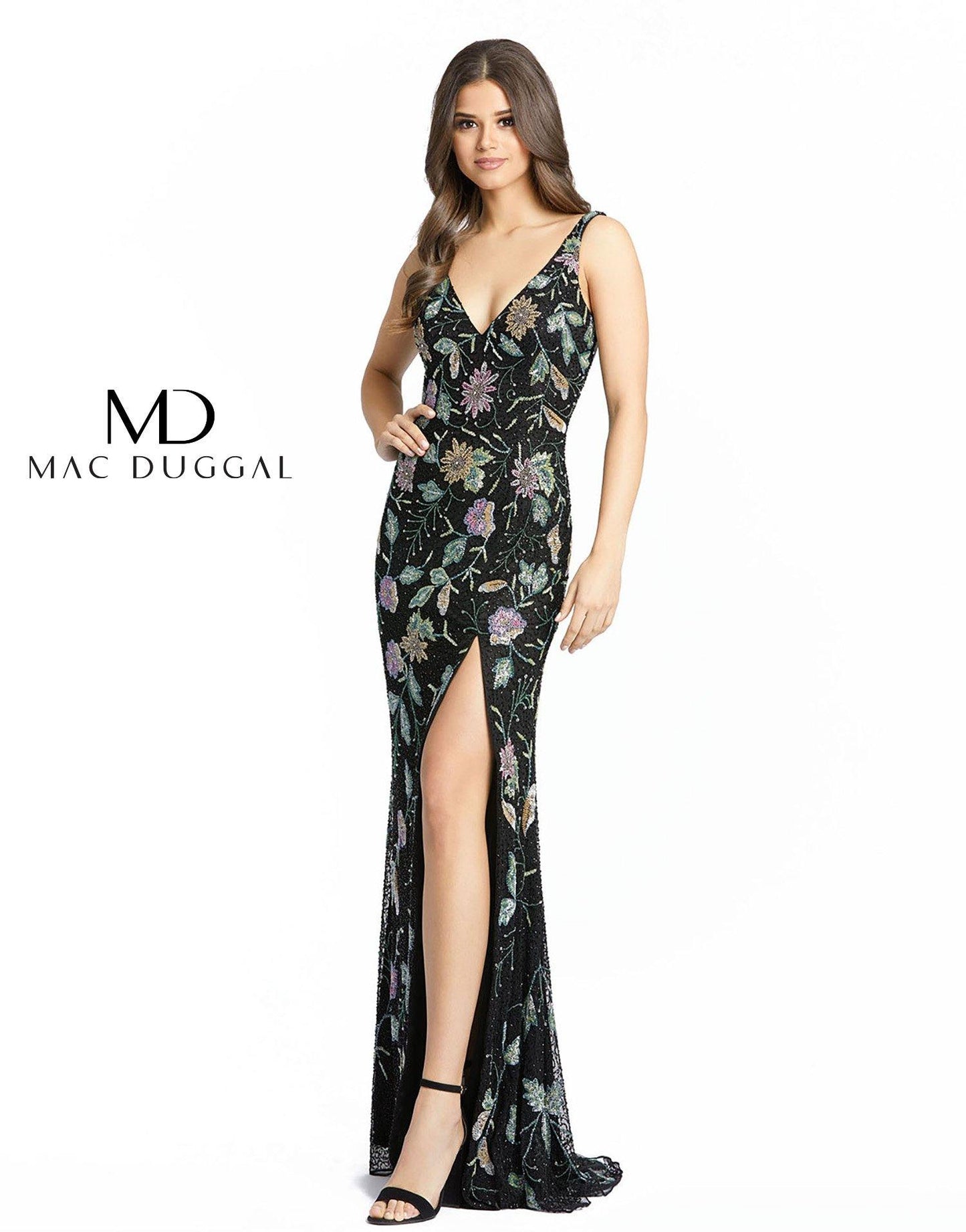 Mac Duggal Long Formal Floral Beaded Dress 5313 - The Dress Outlet