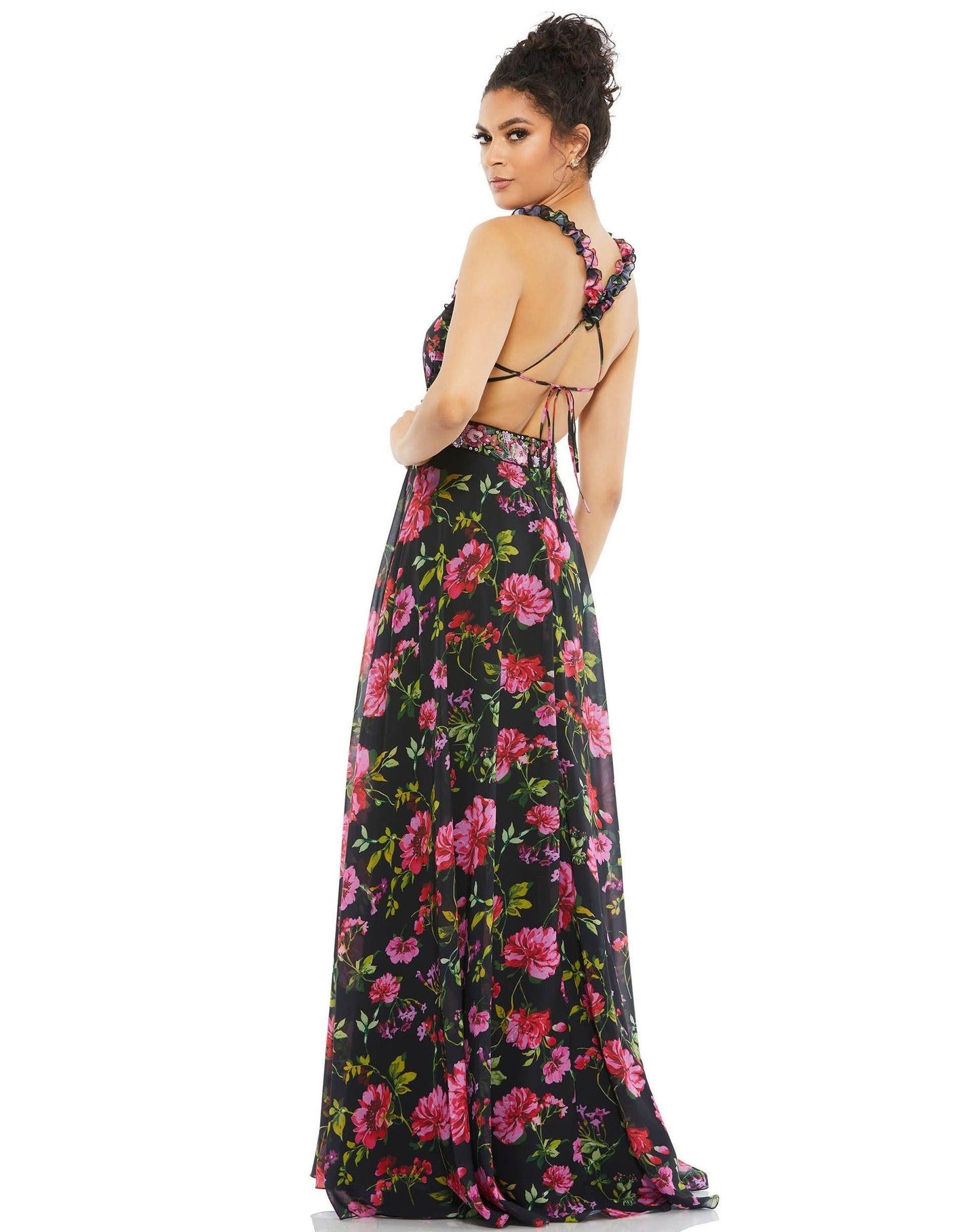 Mac Duggal Long Formal Floral Print Prom Gown 9156 - The Dress Outlet