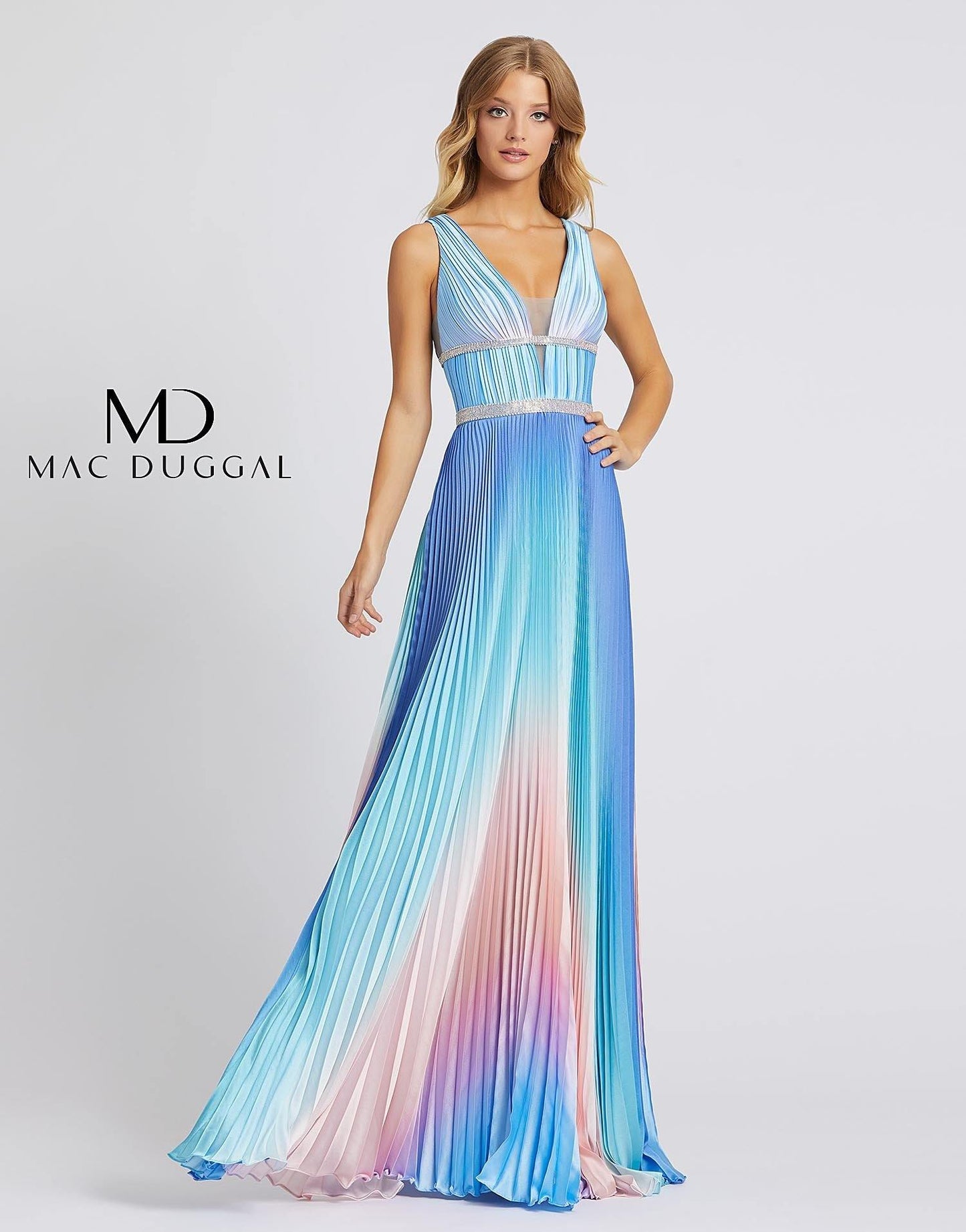 Mac Duggal Long Formal Pleated Prom Dress 30705A - The Dress Outlet