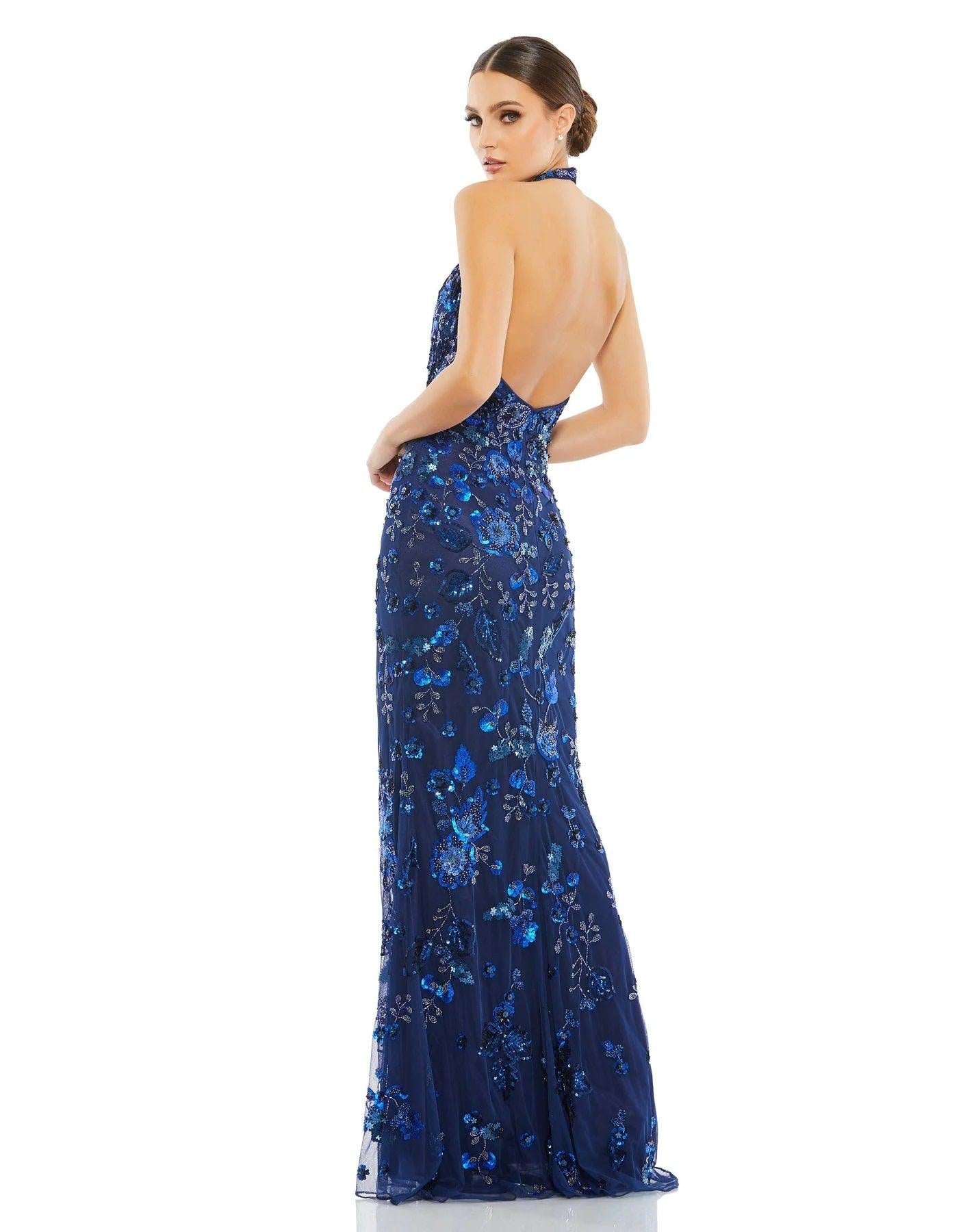 Mac Duggal Long Halter Prom Formal Dress 5484 - The Dress Outlet