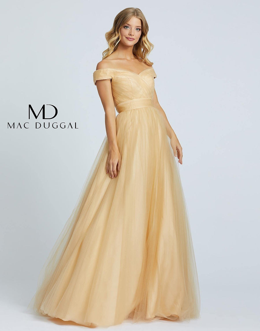 Mac Duggal Long Off Shoulder A Line Prom Gown 48778H - The Dress Outlet