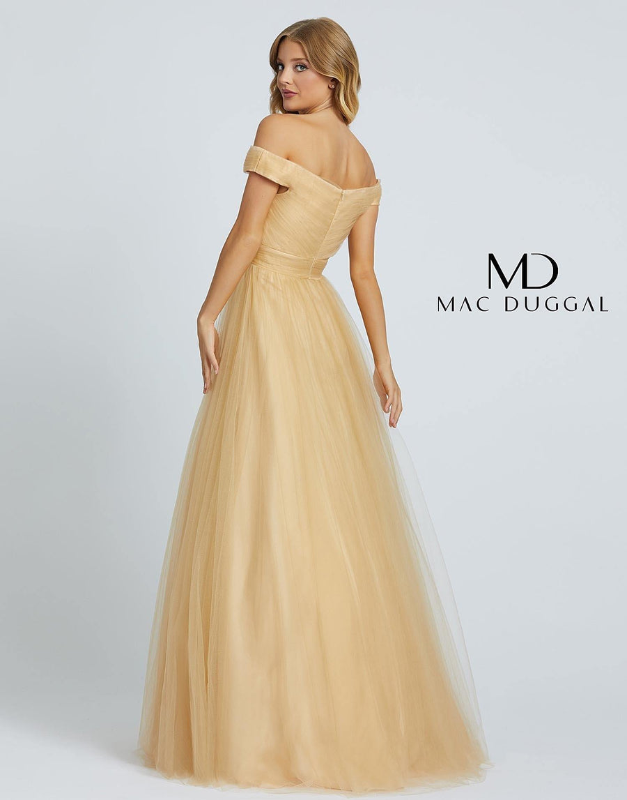 Mac Duggal Long Off Shoulder A Line Prom Gown 48778H - The Dress Outlet