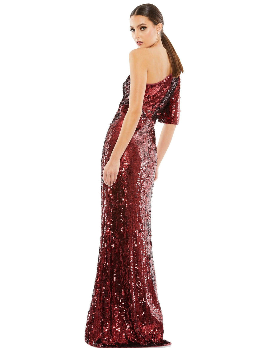 Mac Duggal Long One Shoulder Bell Sleeve Gown 93540 - The Dress Outlet