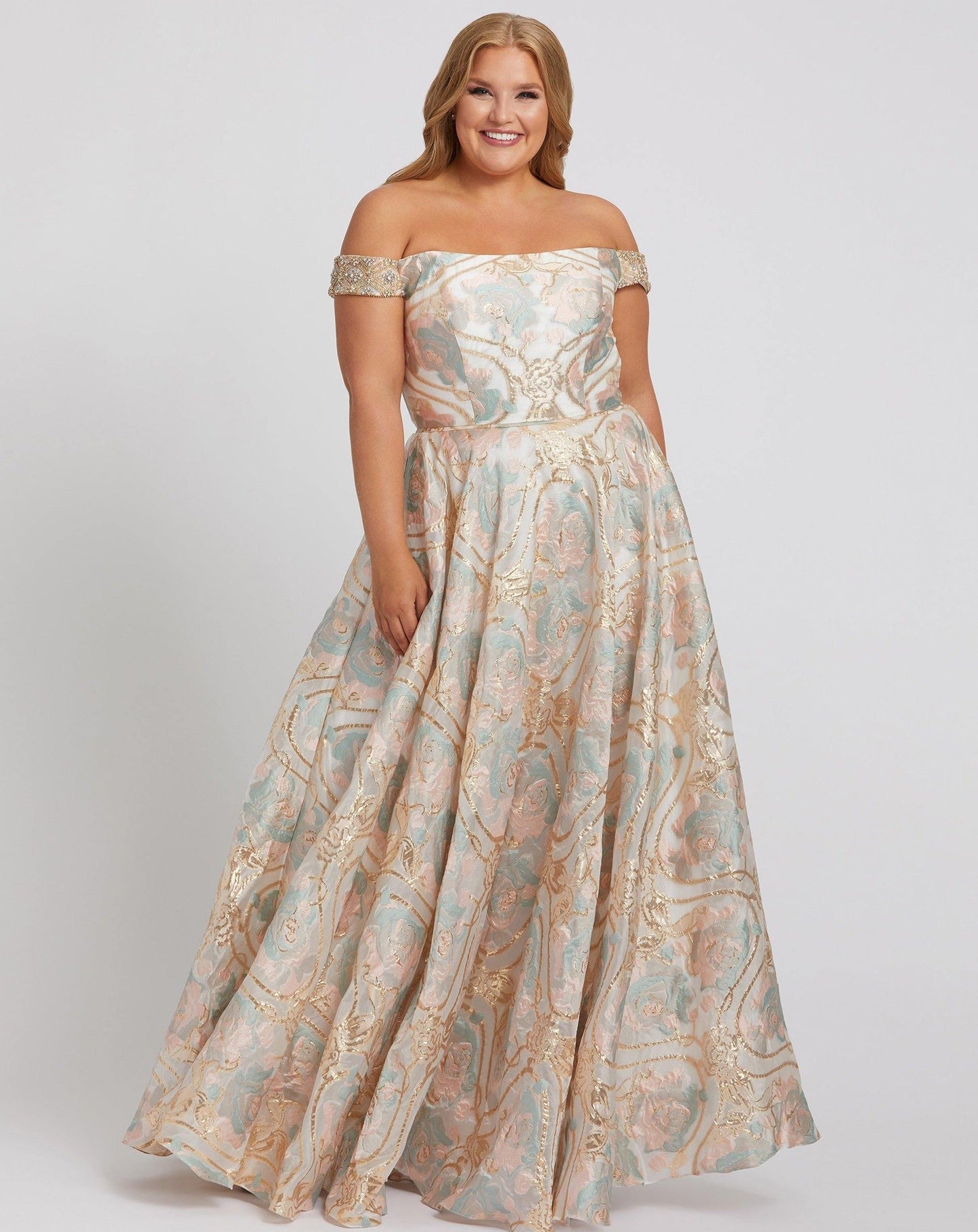 Mac Duggal Long Plus Size Off Shoulder Dress 48983 - The Dress Outlet