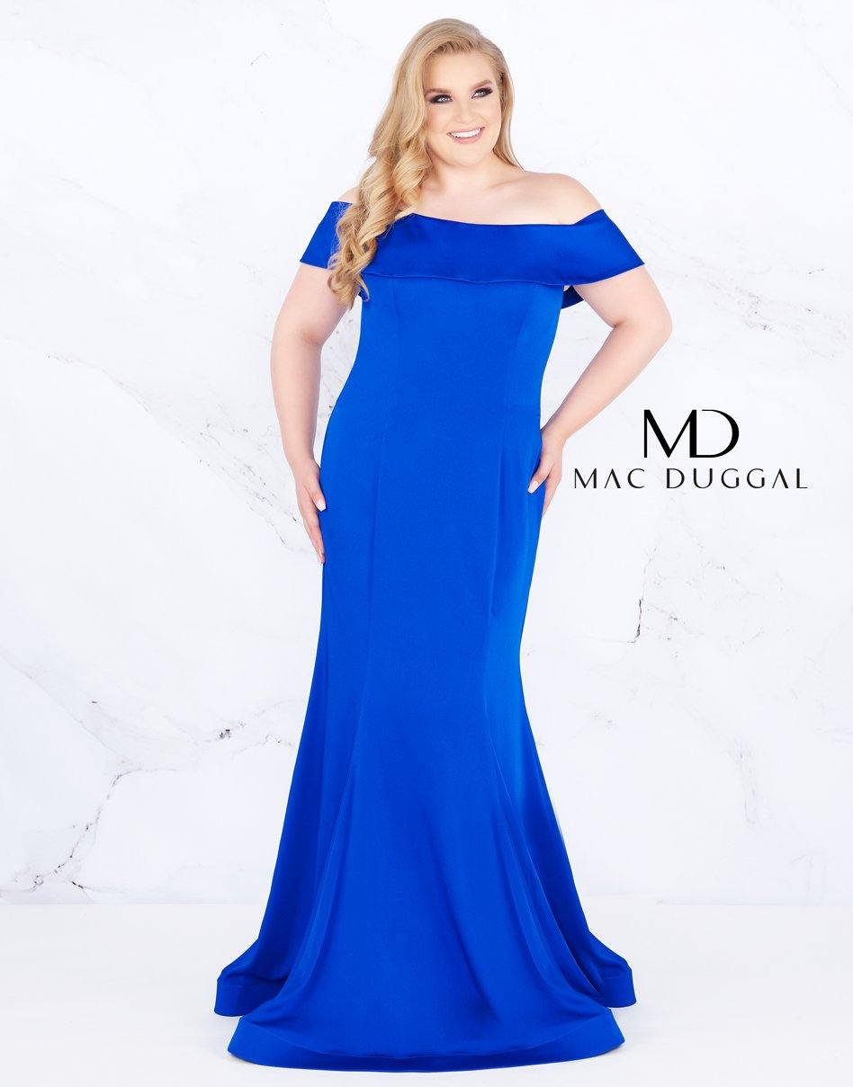 Mac Duggal Long Plus Size Off Shoulder Dress 66812 - The Dress Outlet