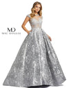 Mac Duggal Long Sheer Bodice Embroidered Ball Gown - The Dress Outlet