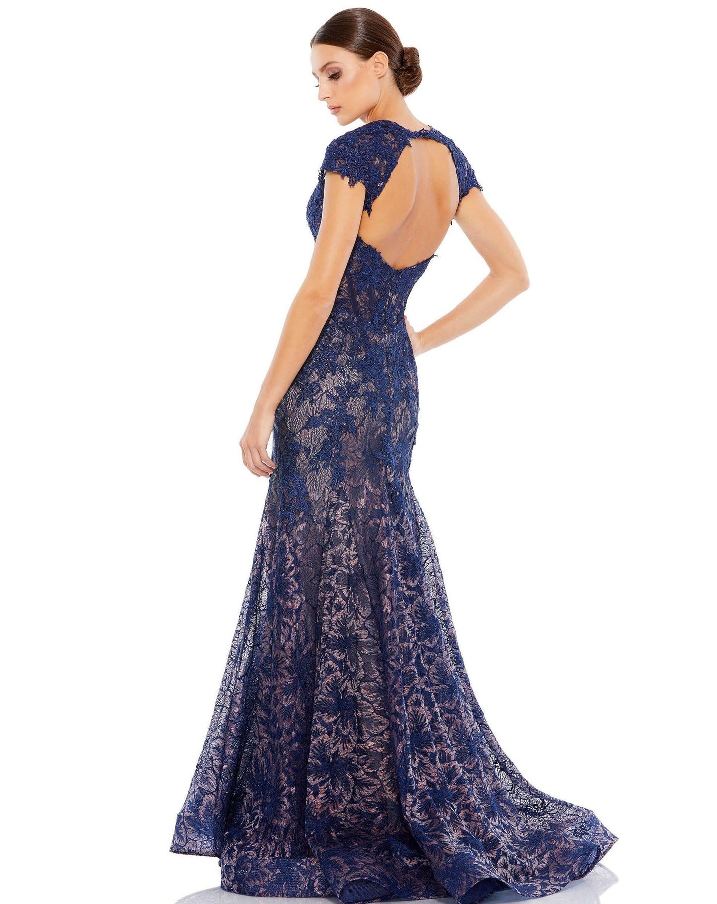 Mac Duggal Midnight Short Sleeve Evening Dress 79306 - The Dress Outlet