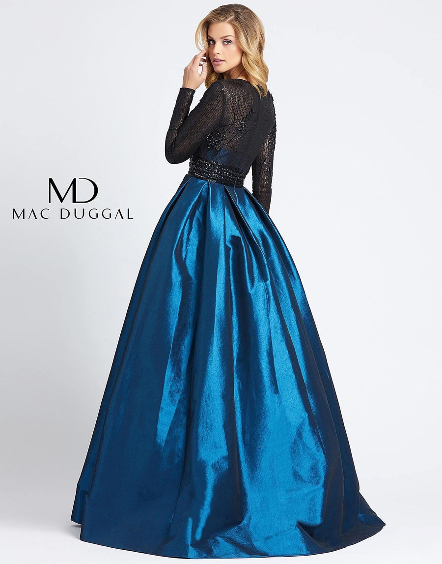 Mac Duggal Long Sleeve Beaded Lace Ball Gown 62883H - The Dress Outlet