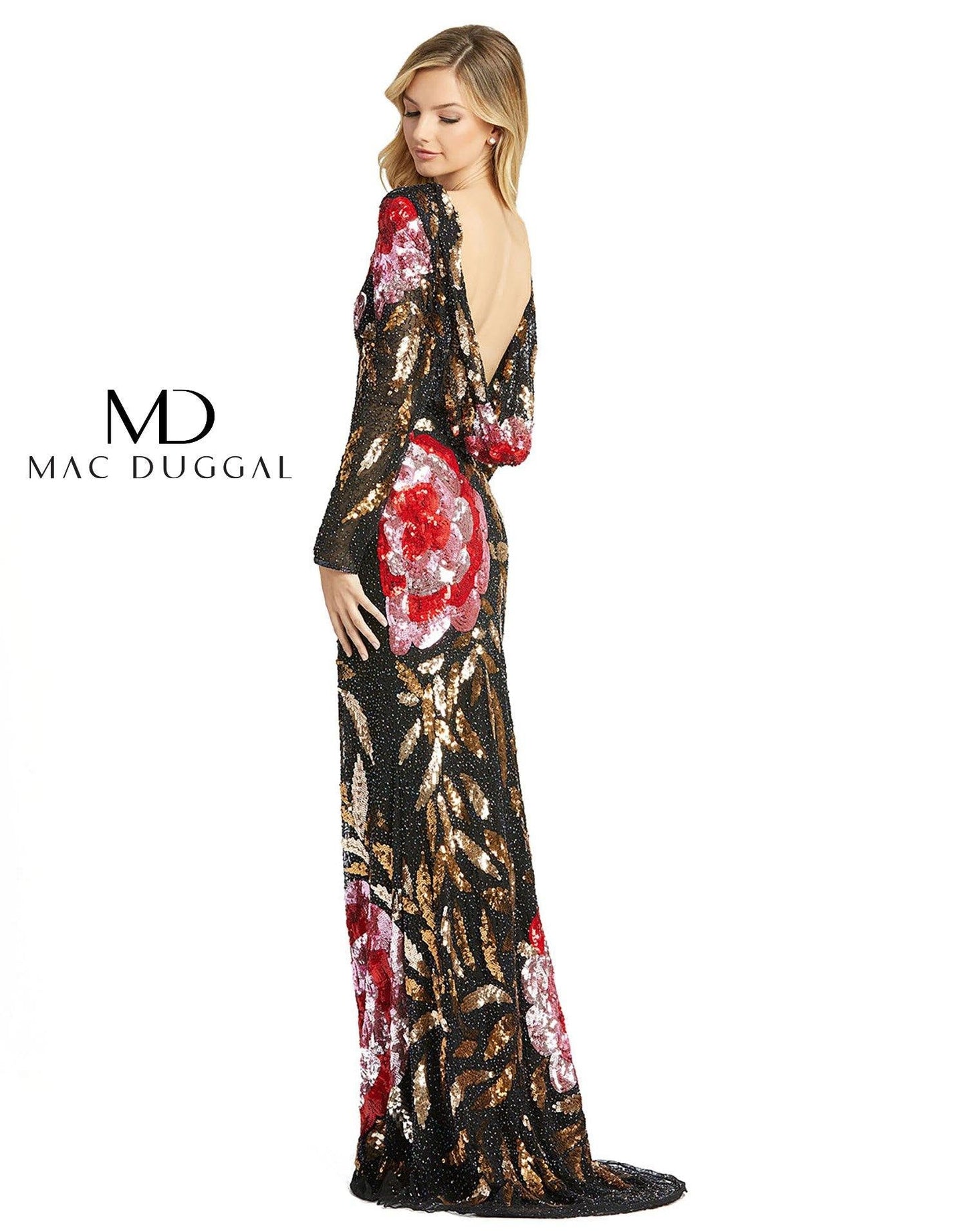 Mac Duggal Long Sleeve Evening Formal Dress - The Dress Outlet