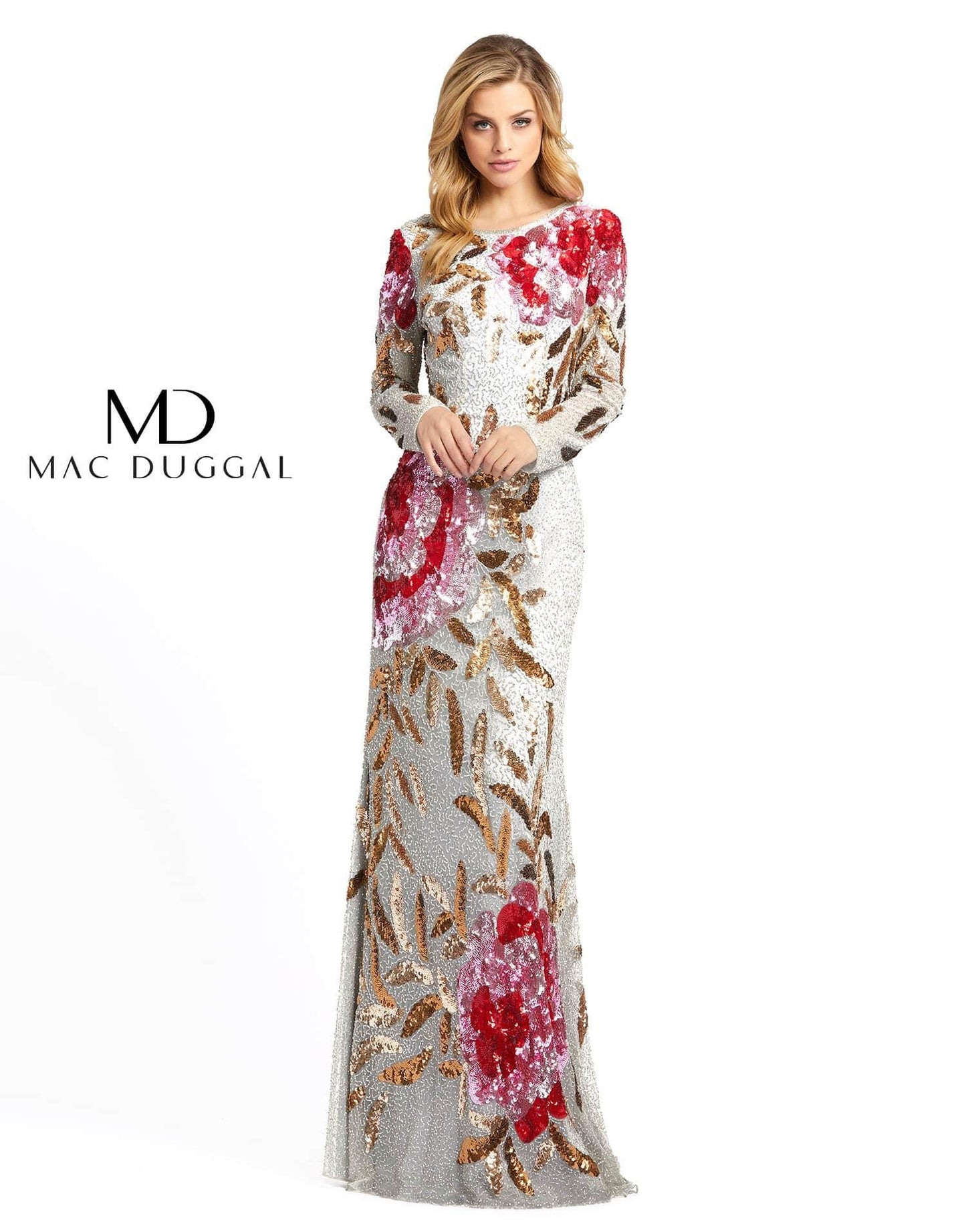 Mac Duggal Long Sleeve Evening Formal Dress - The Dress Outlet