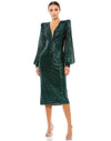 Cocktail Dresses Long Sleeve Fitted Short Dress Black/Emerald