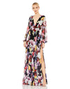 Mac Duggal Long Sleeve Floral Chiffon Dress 55660 - The Dress Outlet