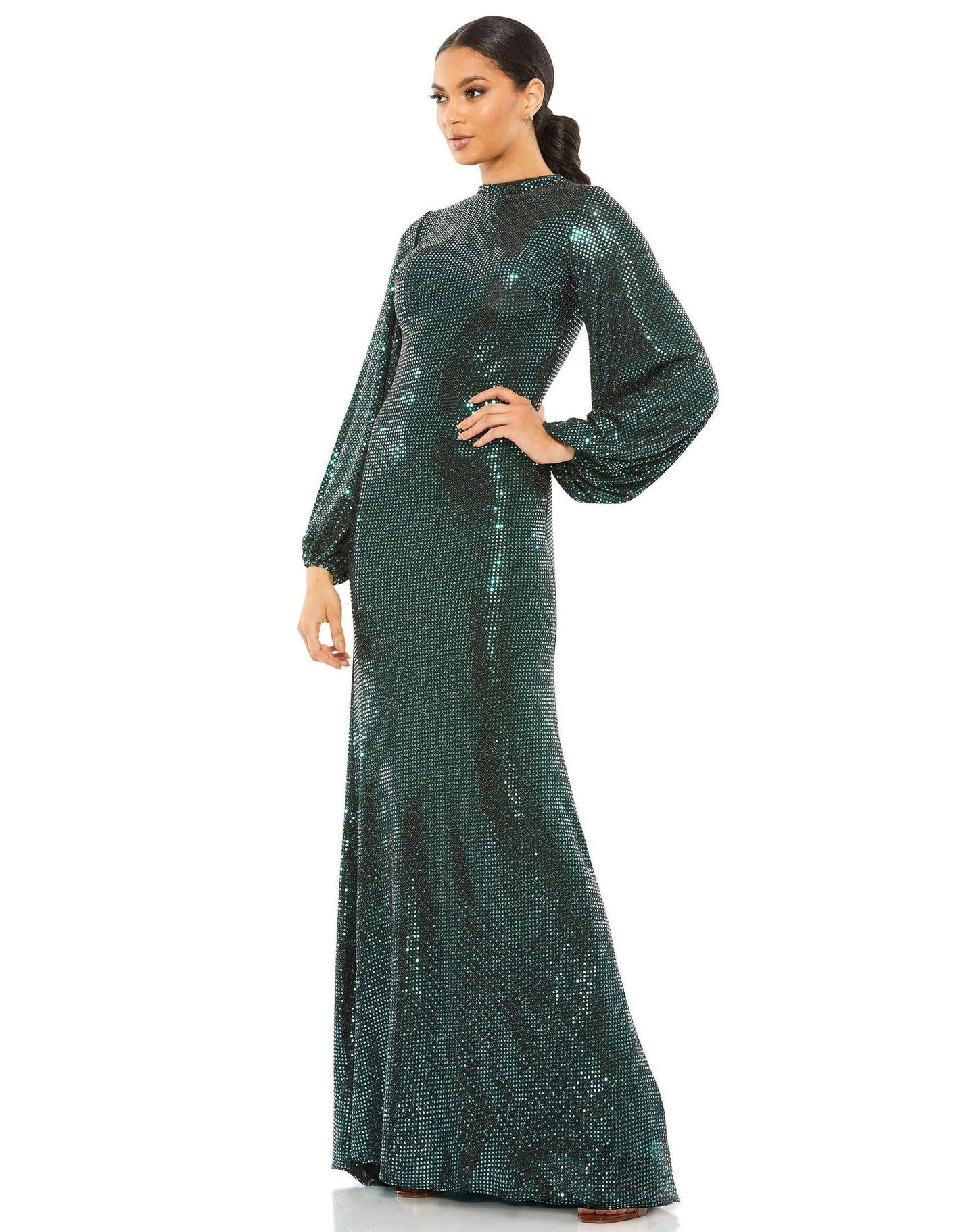 Mac Duggal Long Sleeve Formal Blouson Dress 26576 - The Dress Outlet